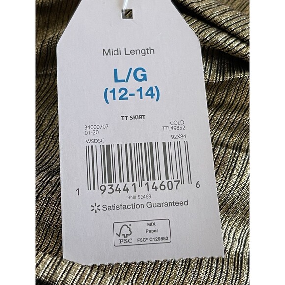 Time And Tru Womens Skirt Sz Large Sz 12-14 Midi Metallic Pleated Fall Autumn - Picture 7 of 10